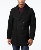 Alfani Men's Pea Coat With Faux Leather Trim, Only At Macy's