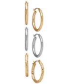 Two-tone 3-pc. Set Hoop Earrings In 14k Yellow And White Gold