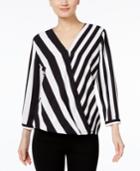 Alfani Striped High-low Blouse, Only At Macy's