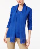 Karen Scott Luxsoft Studded Detachable-scarf Sweater, Created For Macy's