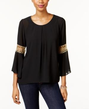 Ny Collection Petite Crochet-sleeve Top