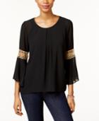 Ny Collection Petite Crochet-sleeve Top