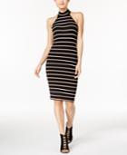 Teeze Me Juniors' Striped Mock-neck Bodycon Dress
