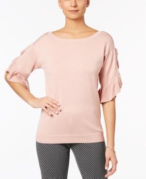 Ny Collection Low-back Ruffled-sleeve Sweater