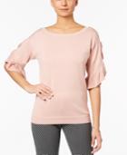 Ny Collection Low-back Ruffled-sleeve Sweater