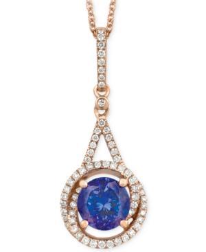 Le Vian Tanzanite (1-1/5 Ct. T.w.) And Diamond (1/4 Ct. T.w.) Pendant Necklace In 14k Rose Gold