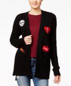 Hippie Rose Juniors' Patched Open Front Cardigan