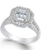 Diamond Halo Engagement Ring In 18k White Gold (1 Ct. T.w.)