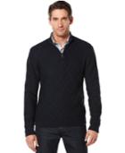 Perry Ellis Quarter-zip Diamond-pattern Sweater
