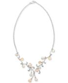 Cultured White & Pink Keshi Freshwater Pearl (7mm) 17 Statement Necklace In Sterling Silver