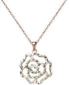Giani Bernini Openwork Rose 18 Pendant Necklace In Sterling Silver & 18k Rose Gold-plated Sterling Silver, Created For Macy's