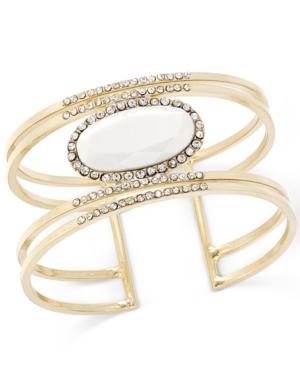 Inc International Concepts Gold-tone White Stone Cutout Cuff Bracelet, Only At Macy's
