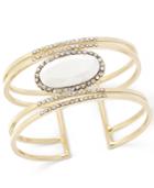 Inc International Concepts Gold-tone White Stone Cutout Cuff Bracelet, Only At Macy's