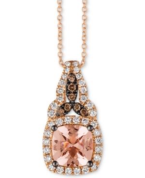 Le Vian Peach Morganite (1 Ct. T.w.), Vanilla Diamond (1/4 Ct. T.w.) And Chocolate Diamond Accent 18 Pendant Necklace In 14k Rose Gold