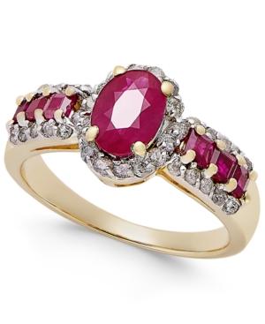 Ruby (1-1/2 Ct. T.w.) And Diamond (1/3 Ct. T.w.) Ring In 14k Gold