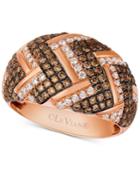 Le Vian Chocolatier Diamond Chevron Dome Ring (1-1/5 Ct. T.w.) In 14k Rose Gold