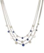 Dkny Silver-tone Stone & Pave Triple Layer Statement Necklace, 16 + 3 Extender