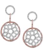Effy Diamond Openwork Drop Earrings (1-1/10 Ct. T.w.) In 14k White And Rose Gold