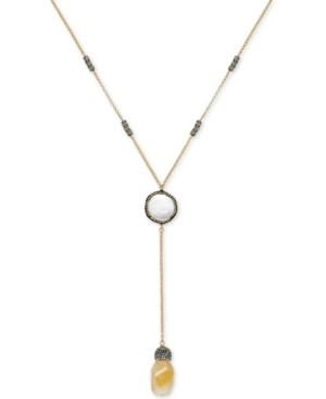 Paul & Pitu Naturally Two-tone Multi-stone Lariat Necklace