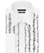 Sean John Men's Regular Fit Formal White Ruffle French Cuff Dress Shirt