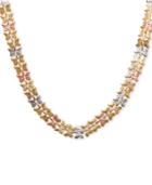 Tri-color Butterfly Link Collar Necklace In 10k Gold, White Gold & Rose Gold