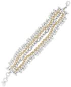 Lucky Brand Two-tone Imitation Pearl Multi-row Beaded Bracelet