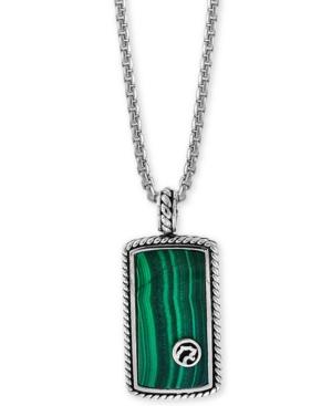 Effy Men's Malachite Dog Tag 22 Pendant Necklace In Sterling Silver