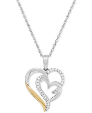Diamond Heart Pendant Necklace (1/5 Ct. T.w.) In Sterling Silver And 14k Gold