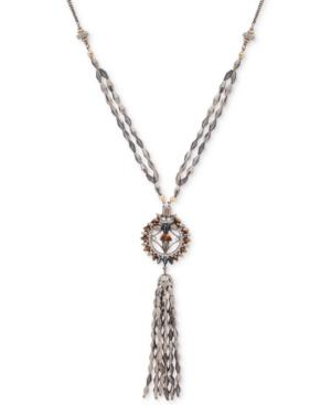 Lonna & Lilly Two-tone Crystal, Stone & Bead Tassel Pendant Necklace, 30 + 3 Extender