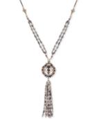 Lonna & Lilly Two-tone Crystal, Stone & Bead Tassel Pendant Necklace, 30 + 3 Extender