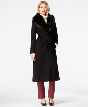 Calvin Klein Faux-fur-trim Belted Maxi Coat
