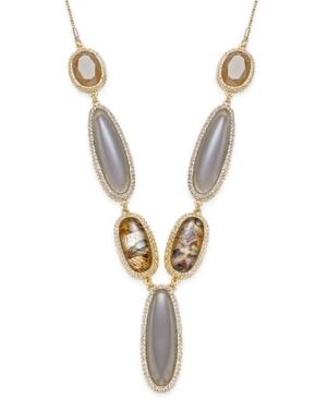 Inc International Concepts Gold-tone Imitation Abalone And Gray Stone Y-necklace, Only At Macy's