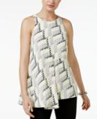 Alfani Petite Geo-print Asymmetrical Top, Only At Macy's