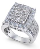 Diamond Square Cluster Halo Ring (3 Ct. T.w.) In 14k White Gold
