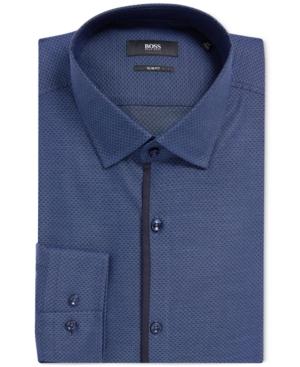Boss Men's Slim-fit Diamond-pattern Cotton Dress Shirt