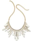Abs By Allen Schwartz Gold-tone White Stone And Crystal Deco Statement Necklace