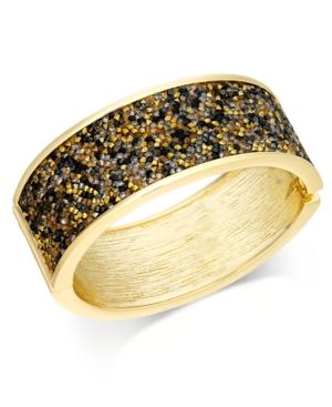 Thalia Sodi Gold-tone Glitter Wide Hinged Bangle Bracelet, Only At Macy's