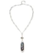 Robert Lee Morris Soho Silver-tone Iridescent Stone Pendant Necklace