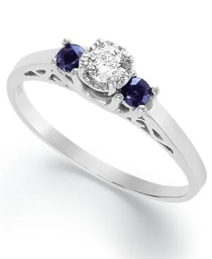 Diamond (1/3 Ct. T.w.) And Sapphire (1/6 Ct. T.w.) Engagement Ring In Sterling Silver