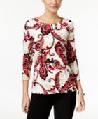 Jm Collection Paisley-print Jacquard Top, Only At Macy's