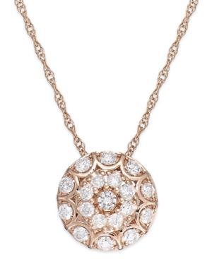 Wrapped In Love Diamond Disc Pendant Necklace In 14k Rose Gold (1/2 Ct. T.w.)