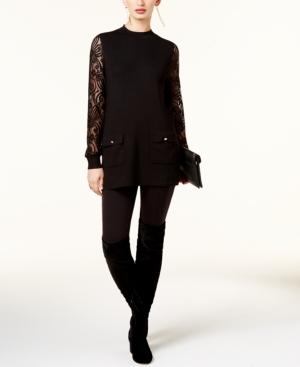I.n.c. Lace-sleeve Sweater Tunic, Created For Macy's