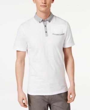 Calvin Klein Men's Mix-media Textured Stripe Pocket Polo