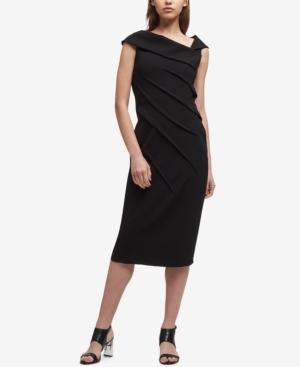 Dkny Asymmetrical-collar Sheath Dress