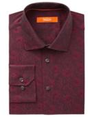 Tallia Men's Fitted Red Jacquard Daisy Floral Dress Shirt