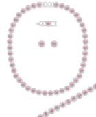 Swarovski Silver-tone Angelic Pink Crystal Necklace, Bracelet And Earrings