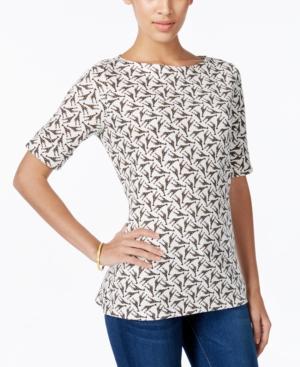 Karen Scott Giraffe-print Elbow-sleeve Top, Only At Macy's