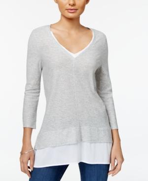 Two By Vince Camuto Mixed-media V-neck Tunic