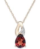 Garnet (9/10 Ct. T.w.) And Diamond Accent Pendant Necklace In 10k Gold