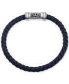Men's Black Sapphire Accent Leather Dad Bracelet In Stainless Steel